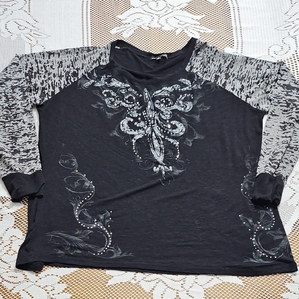 RXB Black and Gray Dazzling Top